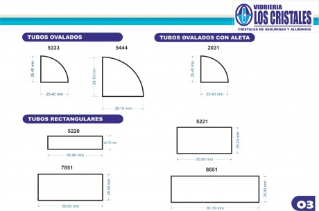 TUBOS OVALADOS / TUBOS OVALADOS CON ALETA/TUBOS RECTANGULARES