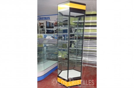 VITRINA CON MARCO DE ALUMINIO NEGRO