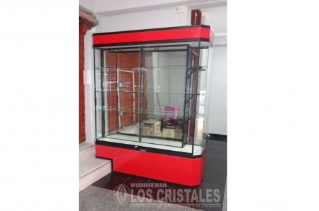 VITRINA DE VIDRIO CON  ALUMINIO NEGRO
